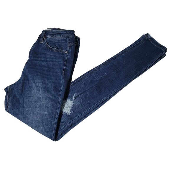 Kancan Jeans Womens Size 24 Skinny Mid Rise Medium Wash Ripped Denim Pants - Picture 1 of 7